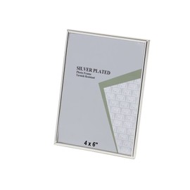 4 x 6-inch Silver Thin Edge Single Photo Frame Stands both ways but hangs portrait only - Velveteen Backing - Tarnish Resistant (4 x 6-inch)