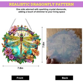 ICHOWHO Diamond Art Kits Adults, 5D Diamond Painting Kits Dragonfly Diamond Art Ornaments Wall Hanging Crystal Art Window Decor Craft Gifts for Women Gem Art Hobbies, 20 * 20 cm