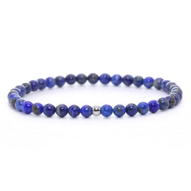 Echtes Lapislazuli Edelstein Armband mit 4mm Perlen - verschiedene Längen - Heilstein Schutzstein Talisman Glücksbringer Geschenk (Lapislazuli, 14CM)