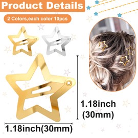 Isslly 20 PCS Cute Star Hair Clips for Women, Gold/Silver Metal Star Hair Snap Barrettes, Non Slip Hair Accessories for Women for Daily Use, Parties (1.18 x 1.18 inch)