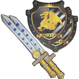 Adventure Awaits! Foam Sword and Shield Set for Kids Bundle | 2 Pack | Plastic Center Reinforced | Knight Style