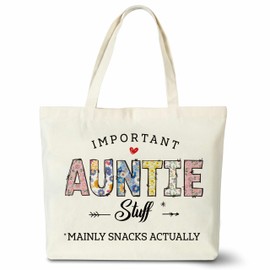seclate Auntie Gifts Tote Bag, Birthday Gifts for Aunt from Niece Nephew, Thanksgiving Gift, Reusable Cloth Cotton Bags for Travel Shopping Beach - H10