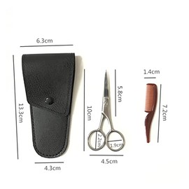 VICASKY Stainless Steel Eyebrow Scissors Set 2-Piece Precision Grooming Shears for Curved Design Eyebrow Shaping and Beard Care