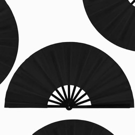 Boots on The Ground Fan,Large Holographic Folding Hand Fan, Clap Fans For Line Dancing,Foldable Craft Holding Laser Colors Hand Fan,Party,Dance Enthusiasts Gift (Black)