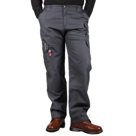 VATRENUS Men's FR Cargo Pants-10pockets Relax Fit Lightweight 6oz 100% Cotton Rip-Stop Flame Resistant Fire Retardant Jeans Water Repellent Finish Gray
