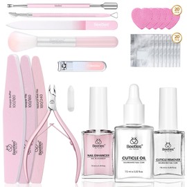 Beetles Gel Polish Remover Kit Nail Care Kit Nail Prep Set Cuticle Oil Cuticle Remover Nails Strengthener 14pcs Manicure Tools Glass Files Removal Foil Wraps Cuticles Trimmer Pushers Gift for Women