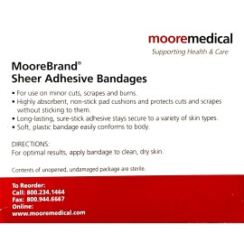 Moorebrand Fabric Adhesive Bandages, 3/4" x 3" - 100/box