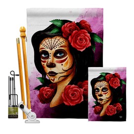 Ornament Collection Elegant Skull Garden House Flag Kit Falltime Day of Dead Dia De Los Muertos Fiesta Mexican Party Autumntime Decoration Banner Small Yard Gift Double-Sided, Made in USA