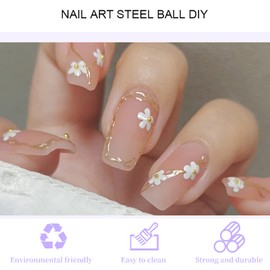 Micro Caviar Beads, 3 Boxes of 3D Nail Art Decorations, Nail Art Beads, Metal Gemstones, Nail Art Charms for DIY Nail Accessories, Jewellery Making (0.8 mm, 1 mm, 1.2 mm)