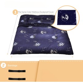 Japanese Floor Mattress Futon Mattress, Thicken Tatami Mat Sleeping Pad Foldable Roll Up Mattress Dormitory Mattress Pad Floor Lounger Pillow Bed (Vivid-Space Adventure, 150 x 200 cm)