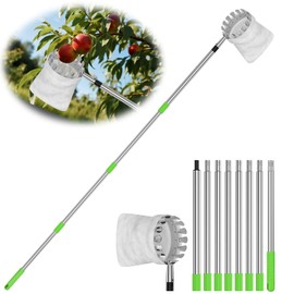 6.6 FT Fruit Picker Tool with Stainless Steel Pole & Soft Cloth Basket – Lightweight Tree Fruit Harvester for Apple, Mango, Orange, Pear, Lemon, Plum & More – Rust-Resistant, Easy Assembly