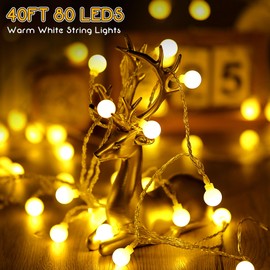 Hohean 1 Pack Canopy Tent Lights, 40ft 80LEDs Canopy Lights Outdoor Battery Powered with 8 Modes, Bright Camping Canopy String Lights for 10' x 10' Pop Up Canopy Tent, Suitable for Tailgate Party