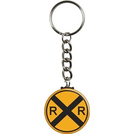 Square Deal Recordings & Supplies Yellow Railroad Crossing Sign - 1.5" Metal Keychain