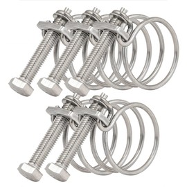 5PCS 65-70mm Adjustable Double Wire Hose Clips Clamp Steel Wire Tube Pipe Clip Screw Assortment Kit Adjustable Double Wire Pipe Clip Hoop Plumbing Fastener