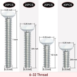Wall Plate Screws, 100 pcs White Outlet Screws 6-32 Thread Light Electrical Cover Panel Switch Plate Screws 4 Length Assorted Sizes (3/8", 1/2", 3/4", 1 inch)