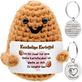 RFBEUTEL Lucky Charm Positive Potato Pocket Hug Gifts Creative Knitted Wool Potato Doll with Positive Energy Card (Positive Potato 1)