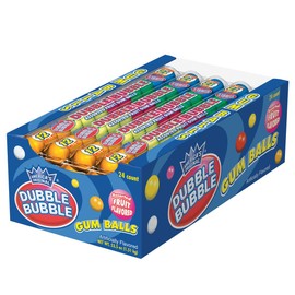 Dubble Bubble Gumball Tubes in Assorted Fruit Flavors, 12 Gumballs Per Tube (Pack of 24)