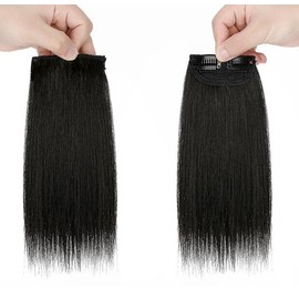 Synthetic Invisible Hair pad piece Seamless Clip In Hair Piece Hair Extension Hair Topper for Thinning Hair Women 2 PCS 20CM/8Inch (40CM/14INCH, Black)