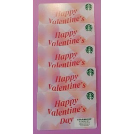 STARBUCKS CARDS 2O24 " 5 HAPPY VALENTINE'S DAY CARDS" NEW  GREAT PRICE
