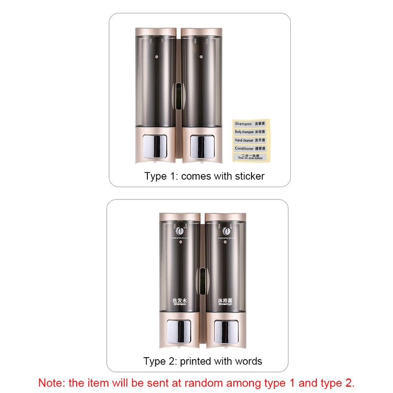 Manual Hand Soap Dispenser Wall Mount Double Liquid Shampoo Shower