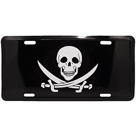 Pirate Calico Jack Rackham Black 6"x12" Aluminum License Plate Car Tag