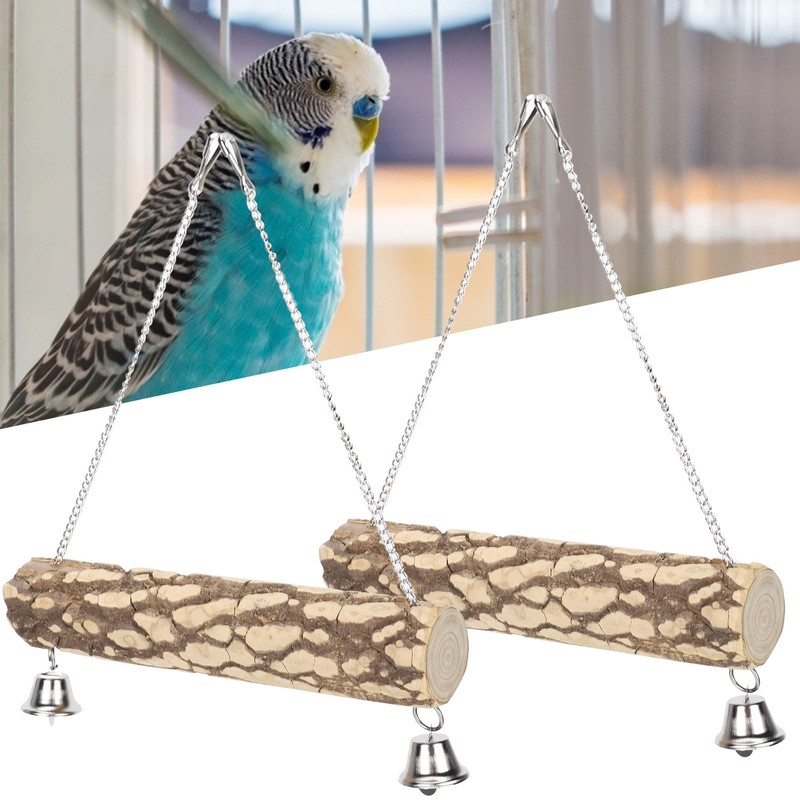 2pcs Pet Birds Parrots Wooden Swing Stand Bar Safety Toy