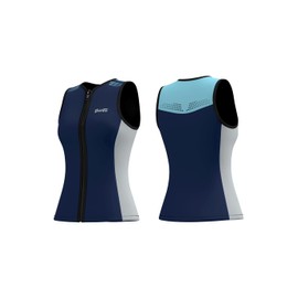 GoldFin Wetsuit Top for Women, Wet Suit Vest 2mm Neoprene Sleeveless Front Zip Jackets for Water Sports Swimming Diving Surfing Snorkeling Medium