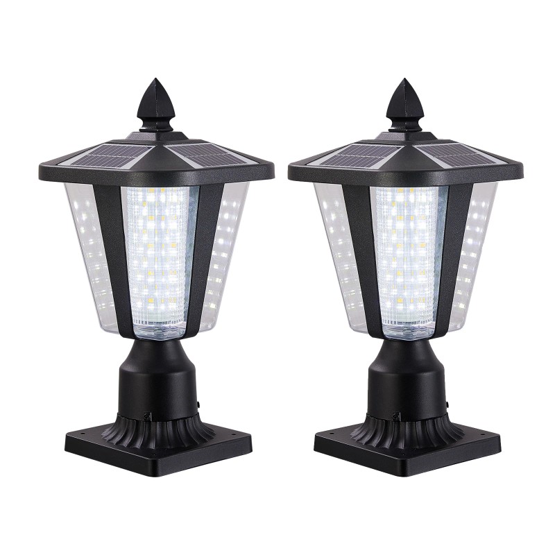 2-pack Outside 3000/6000K LED Lighting Cast Aluminum Solar Post Light