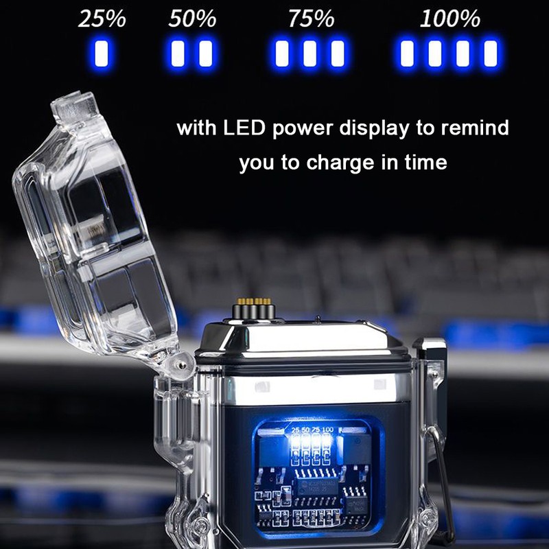 Electric Lighter Double Arc Electronic Pulse Lighter Windproof & Waterproof
