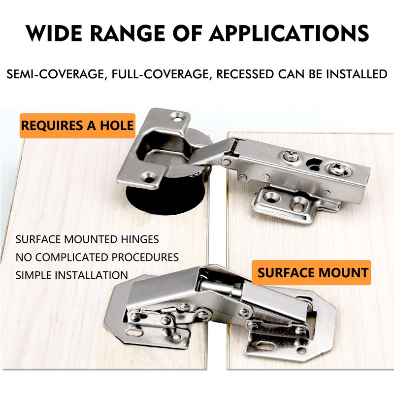 Jiaxitek Hidden Hinges, Surface Mount Cabinet Hinges, Concealed Cabinet Hinges