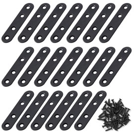 Angle Connector Flat Angle Brackets Right Angle Stainless Steel Corner Bracket Furniture Flat Corner Brackets with Screws for Table Chair Bookshelf 80 x 17 mm Black 20 Pieces