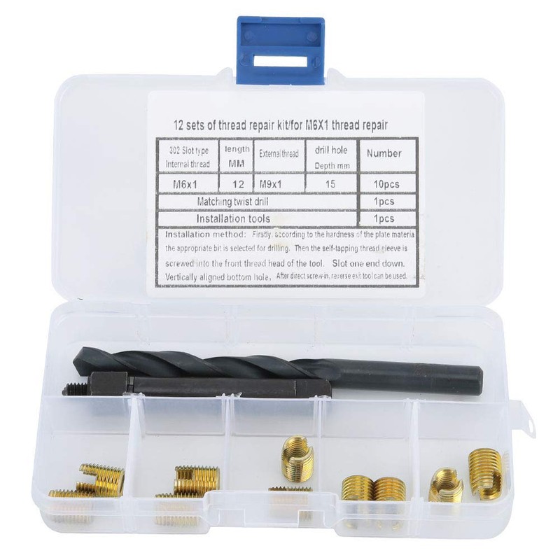 12Pcs Thread Repair Kit, M6 x 1mm (Outer diameter M9