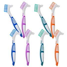 Cepillo de Mantenimiento para Retenedores y Postizas, 8 Unidades Cabezal Doble, Nylon Resistente en Cuatro Colores para Limpieza Profunda y Uso Diario