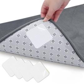 Gicctyble Pack of 4 Carpet Non-Slip Pads - Reusable Carpet Stoppers with Vacuum Technology, Non-Slip Carpet Underlay for Laminate, Parquet & Tiles, 10 x 10 cm, Washable & Residue-Free