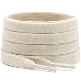 DELELE Flat Waxed Cotton Shoelaces: 55 inch Beige Wax Shoe Laces for Sneakers Boot 2 Pair