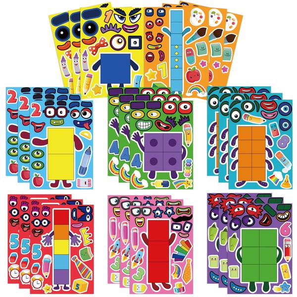 Abilat 24 Pcs Make Your Own Number Toy Stickers Sheets