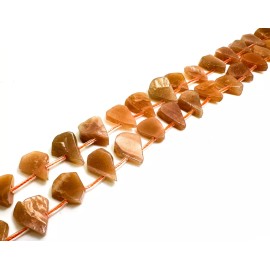 Perfect Gems Natural Peach Moonstone Teardrop Pear Smooth Polished Gemstone Beads - PGS172