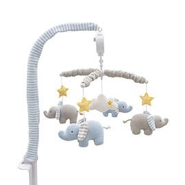 Living Textiles Baby Musical Mobile - Mason Elephant | Crib Toy, Knitted Woodland Characters, Nursery Decor, Calming Soother with 12 Lullabies | Baby Essential and Perfect Baby Toy for Boys and Girls
