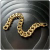 Fusamk Hip Hop Stainless Steel Bracelet Flat Link Bracelet Cuban