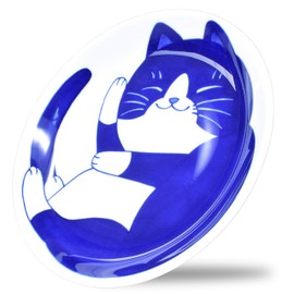 Mino Ware Japanese Pasta Bowl, Rice Soup Sarada Curry Rice, NEKOCHIGURA Cat Design, 7.9 inch, Hachiware