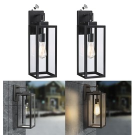 Large Size Wall Lights Outdoor Dusk to Dawn, 18 Inch Outdoor Wall Lantern, 2 Pack Wall Mount Light, Exterior Wall Sconce Light Fixture for Porch Patio, Sensor Outdoor Lighting with E26 Socket