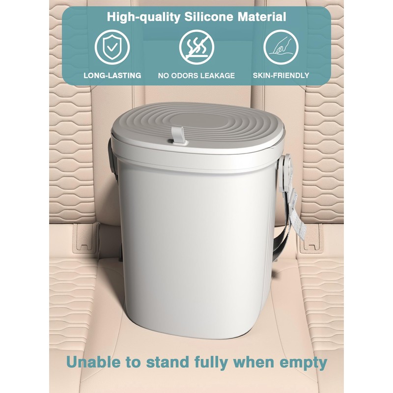 Garoopion Waterproof Car Garbage Can, 1.9 Gallon Soft Silicone Hanging