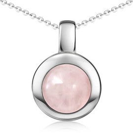 MATERIA by Matthias Wagner Women's Gemstone Pendant 925 Silver Round with Chain, Gemstone