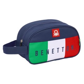 Safta BENETTON FLAG Children's Toiletry Bag, Medium with Handle, Children's Toiletry Bag, Adaptable to Cart, Easy Cleaning, Convenient and Versatile, Quality and Resilience, 26 x 12 x, navy, M, Casual