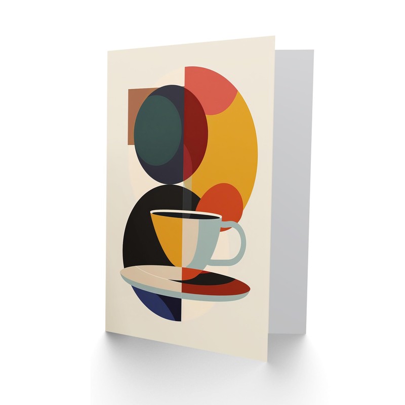 Artery8 Coffee Cup Bauhaus Geometric Design Greeting Birthday Card Him