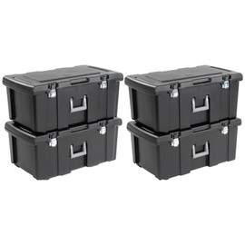 Sterilite 16 Gallon Lockable Footlocker with Wheels, Black (4 Pack) 18429001