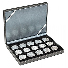 Lindner 2363-15 Nera Coin Box XM with 15 Square Fields for Coins or Capsules up to 40 mm Diameter
