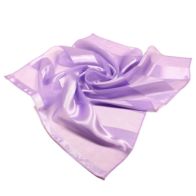 Premium Silk Feel Striped Satin Square Scarf, Lavender