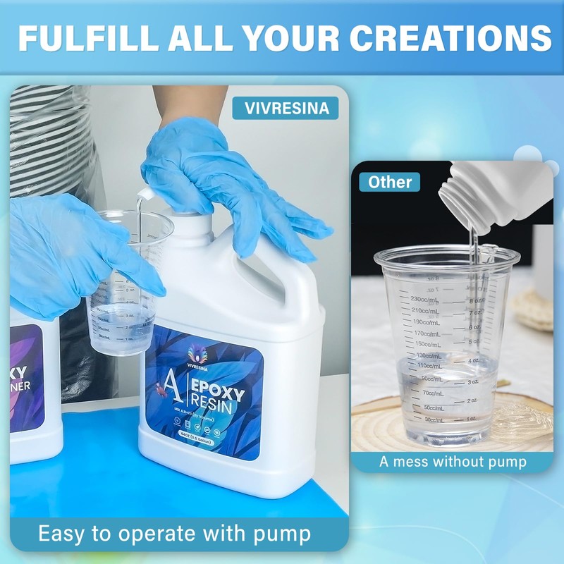 Epoxy Resin 1 Gallon Kit with Pump High Glossy Food