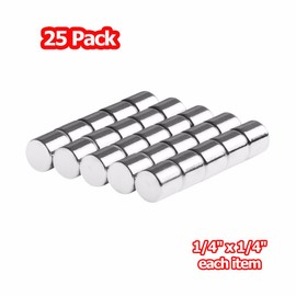 Circular Disk Magnet Cylinders 1/4 - Magnetic Stick Pins Holder Lifter Fastener 6mm Round Disc Cylinder Magnets (25 Pack)